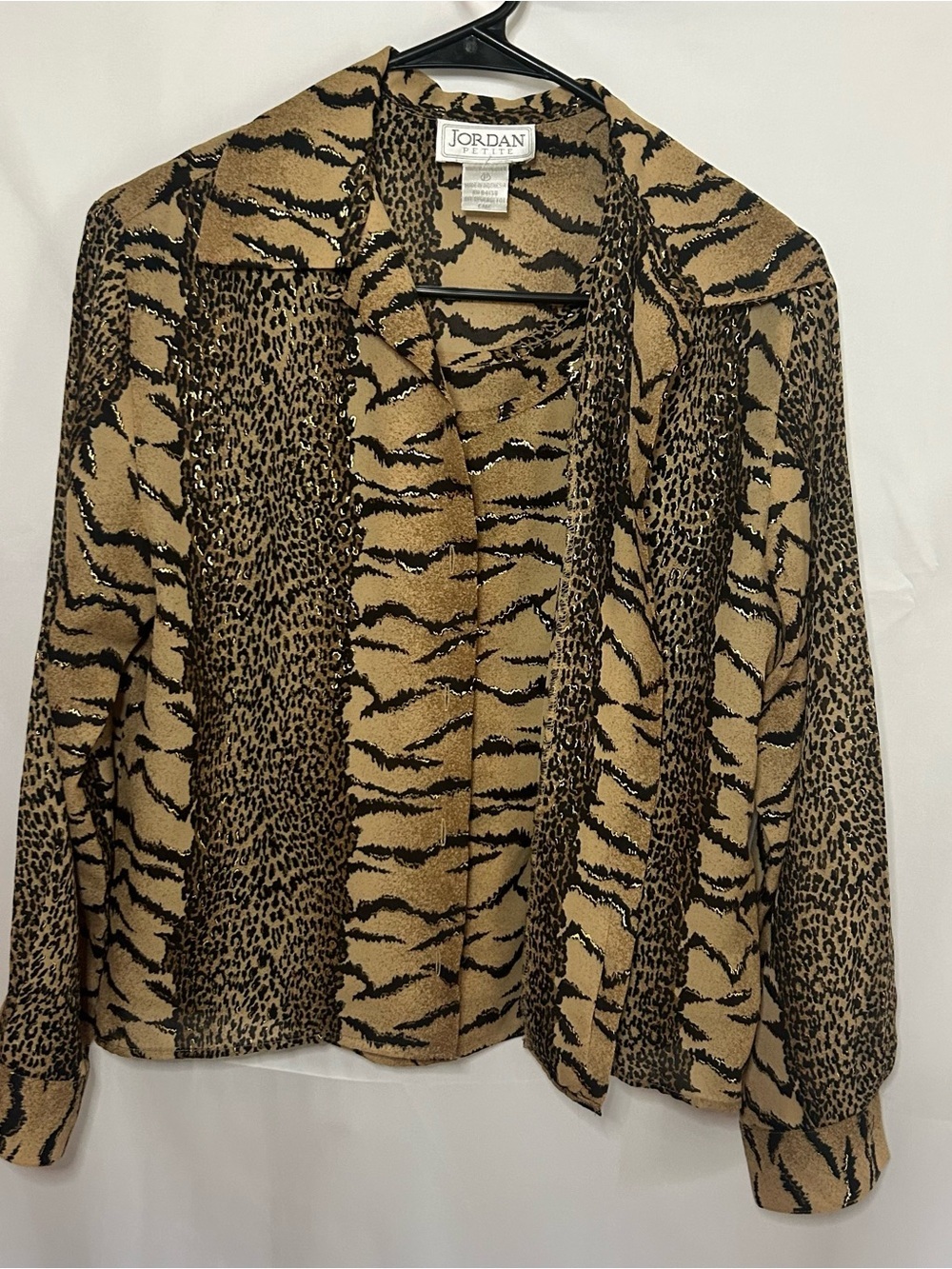 Jordan Petites Animal Print Women's button up Blouse with sleeveless tank size s